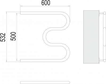 М-обр AISI 32х2 500х600 Полотенцесушитель  TERMINUS Курган - фото 3