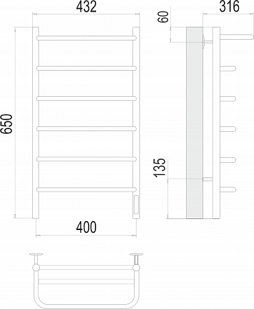 Полка П6 400х650 Электро (quick touch) Полотенцесушитель  TERMINUS Курган - фото 3