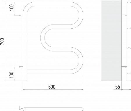Электро 25 F-обр 600х600 поворотный Полотенцесушитель TERMINUS Курган - фото 3