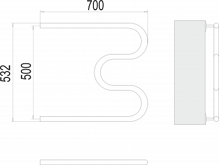 М-обр AISI 32х2 500х700 Полотенцесушитель  TERMINUS Курган - фото 3