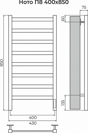 Ното П8 400х850 Электро (quick touch) Полотенцесушитель TERMINUS Курган - фото 3