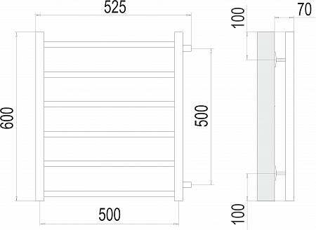 Вега П6 500х600 бп500 Полотенцесушитель  TERMINUS Курган - фото 3