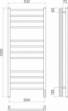 Аврора П12 500х1250 Электро (quick touch) Полотенцесушитель TERMINUS Курган - фото 3