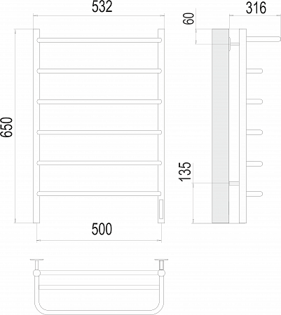 Полка П6 500х650 Электро (quick touch) Полотенцесушитель  TERMINUS Курган - фото 3